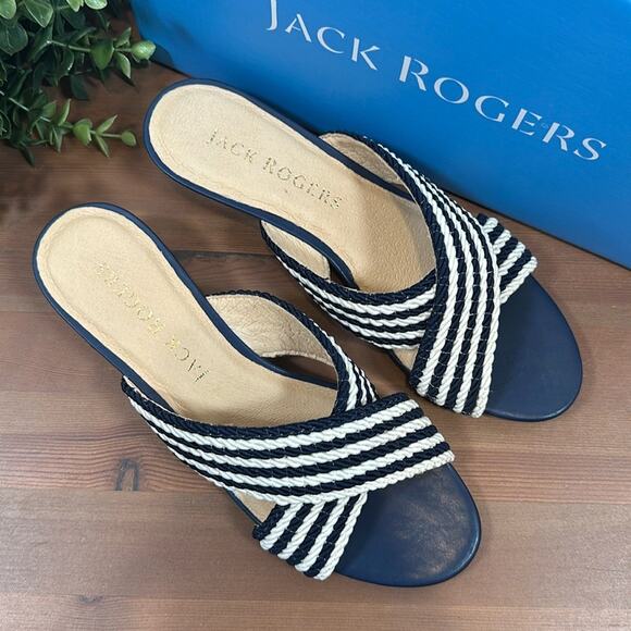 Jack Rogers Rope Dolphin Mini Wedge Slide Sandals Size 7.5 - Picture 2 of 11